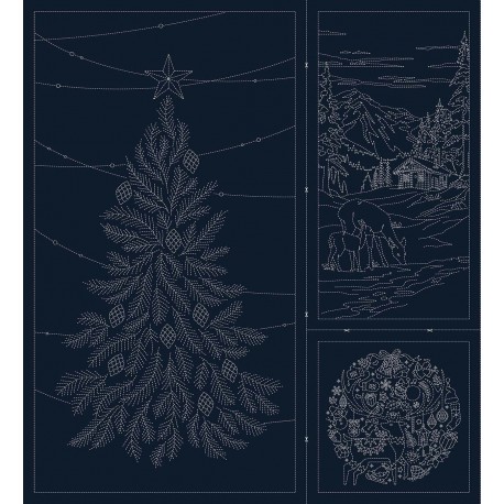 Sashiko Season's Greetings HF1121-11A Navy