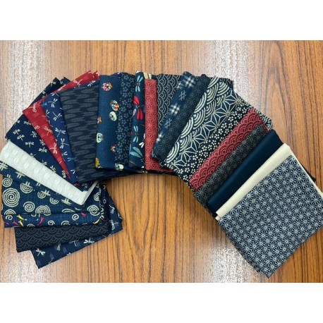 Sevenberry indigo fat quarter pakket