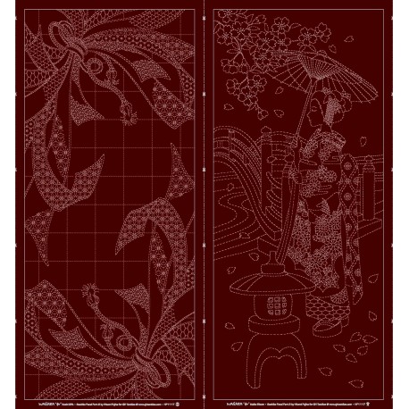 Wagara Sashiko panel Maiko Bloom rood