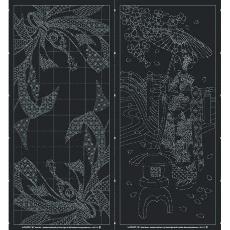 Wagara Sashiko panel Maiko Bloom rood
