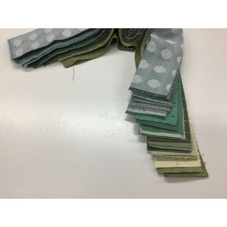 Strippakket geweven stoffen blauw en groen tinten